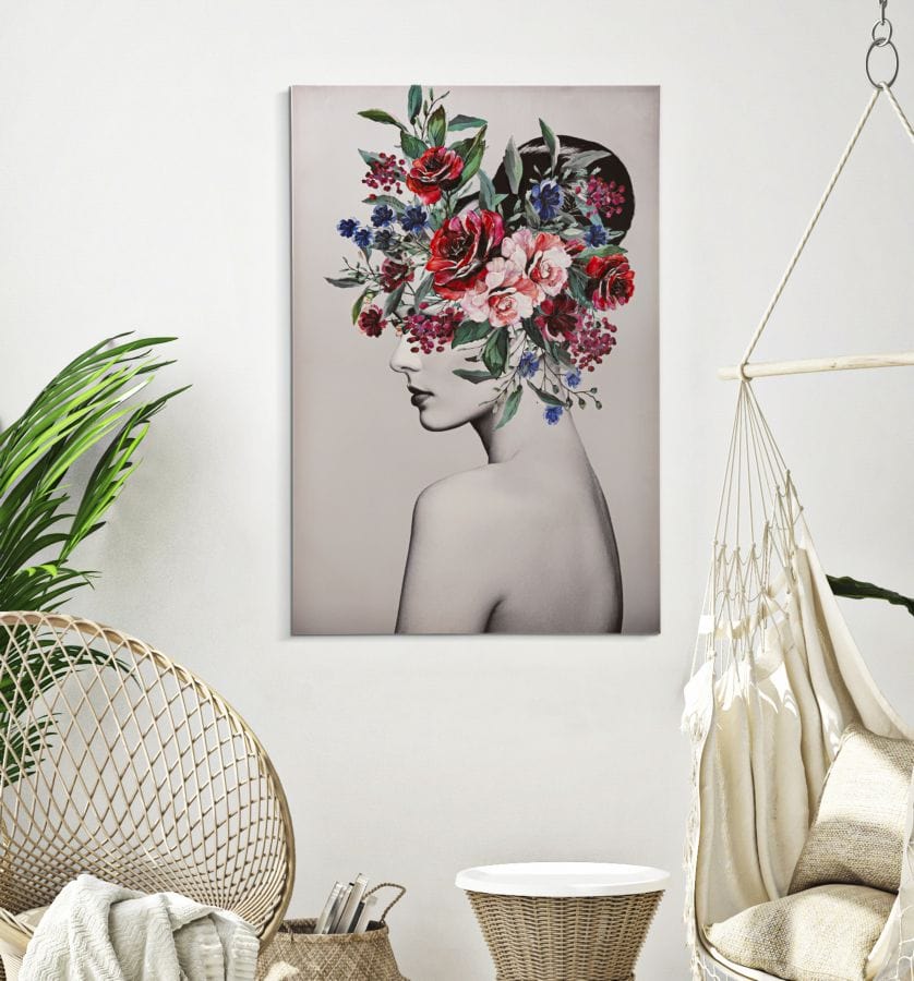 Mauro Ferretti WALL PRINTING/PAINTING LADY FLOWER -A- CM 80X2,8X120