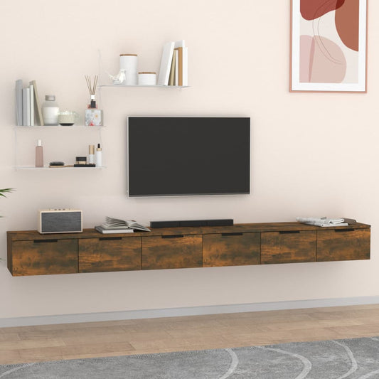 vidaXL Wandplanken Wandkasten 2 st 102x30x20 bewerkt hout gerookt eikenkleurig