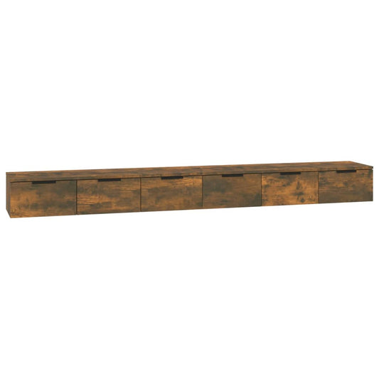 vidaXL Wandplanken Wandkasten 2 st 102x30x20 bewerkt hout gerookt eikenkleurig