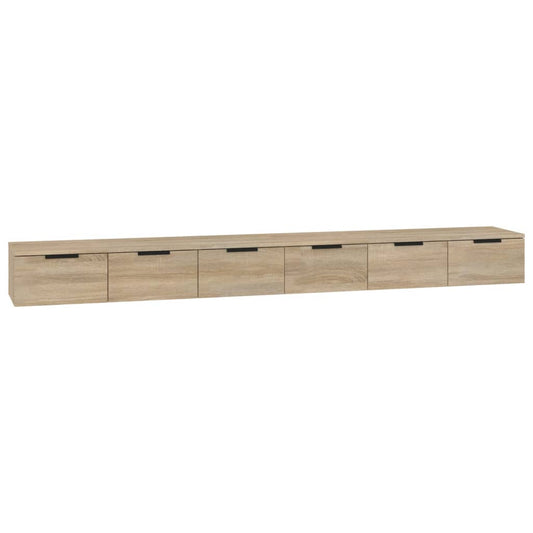 vidaXL Wandplanken Wandkasten 2 st 102x30x20 cm bewerkt hout sonoma eikenkleurig