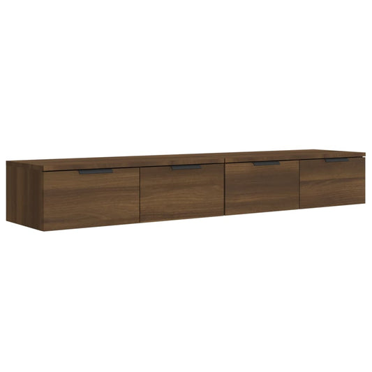 vidaXL Wandplanken Wandkasten 2 st 68x30x20 cm bewerkt hout bruin eikenkleur