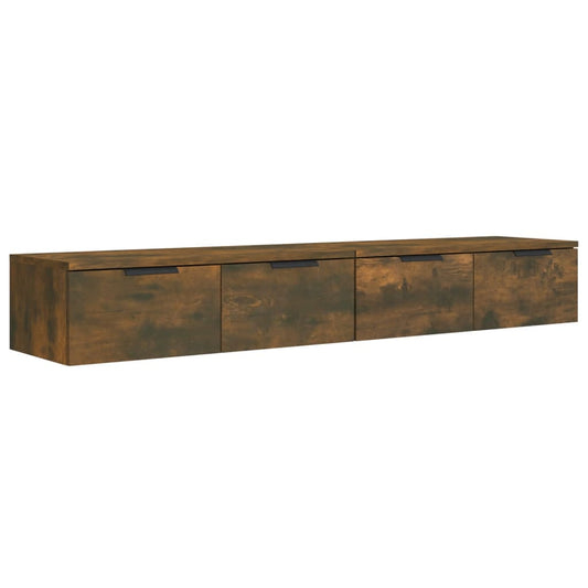 vidaXL Wandplanken Wandkasten 2 st 68x30x20 cm bewerkt hout gerookt eiken