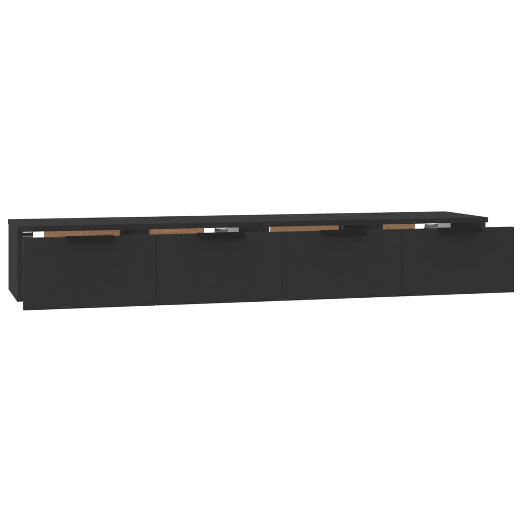 vidaXL Wandplanken Wandkasten 2 st 68x30x20 cm bewerkt hout zwart