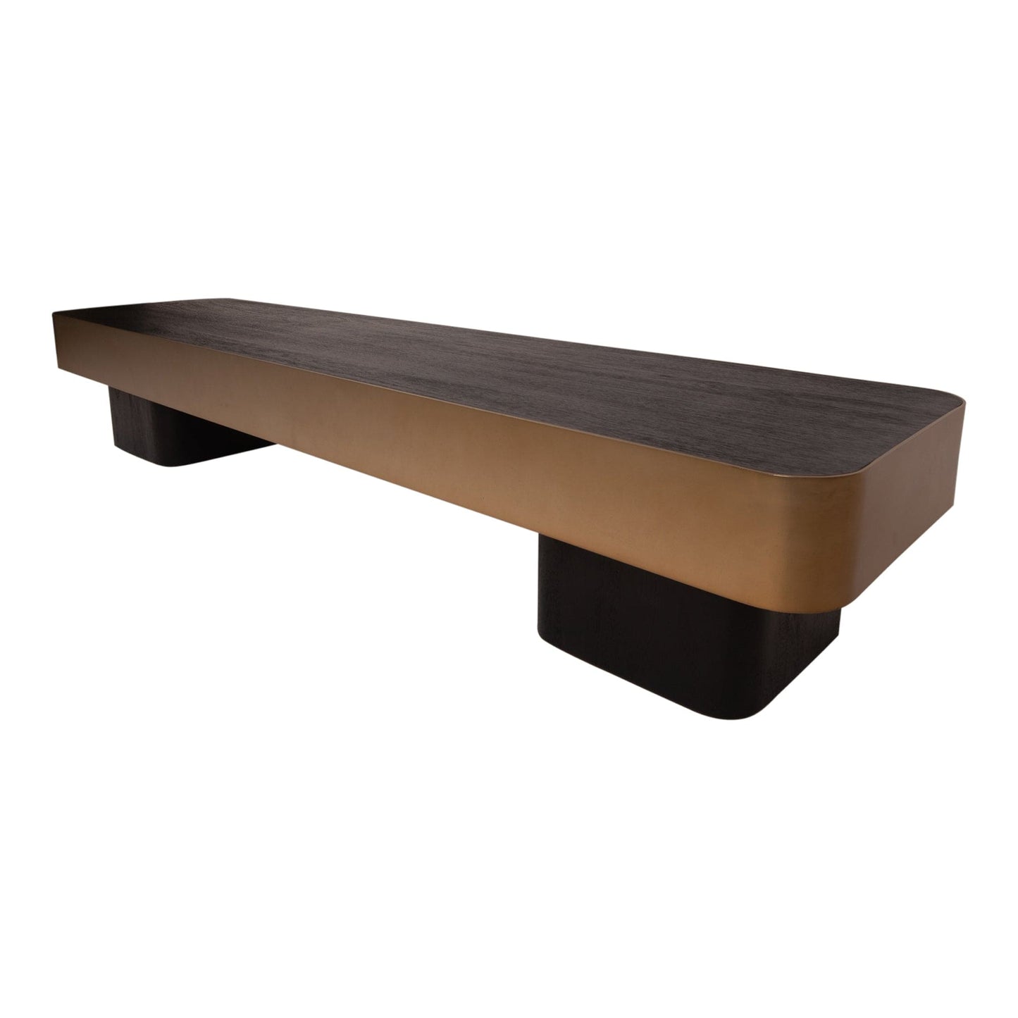 PTMD Warren Salontafel 180x45x31 bruin hout goud mtl