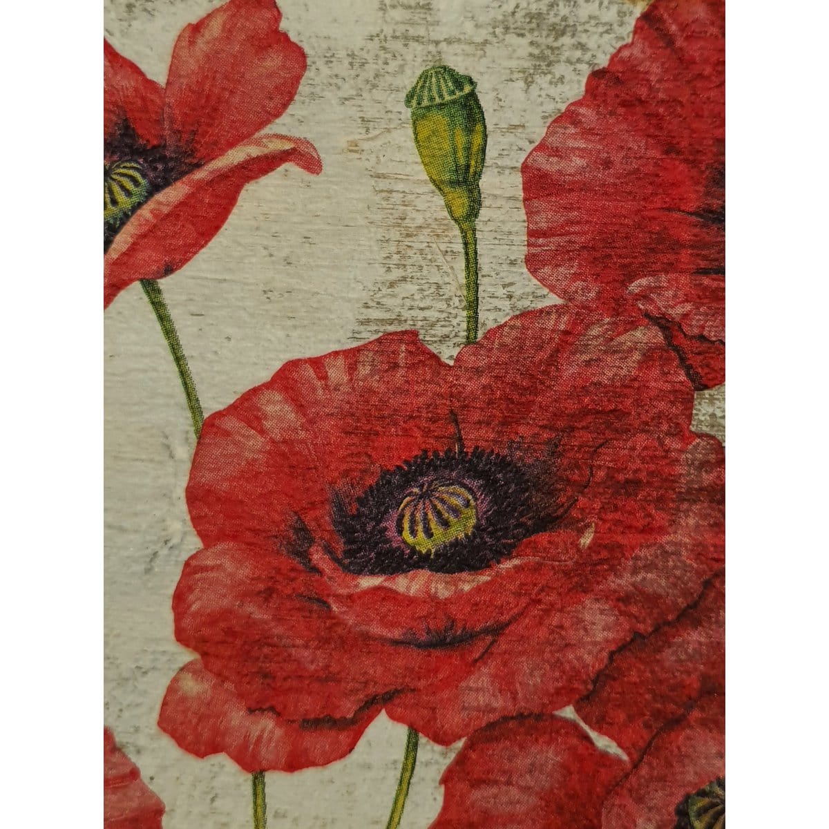 Dutch Mood wooden tile old dutch poppies red