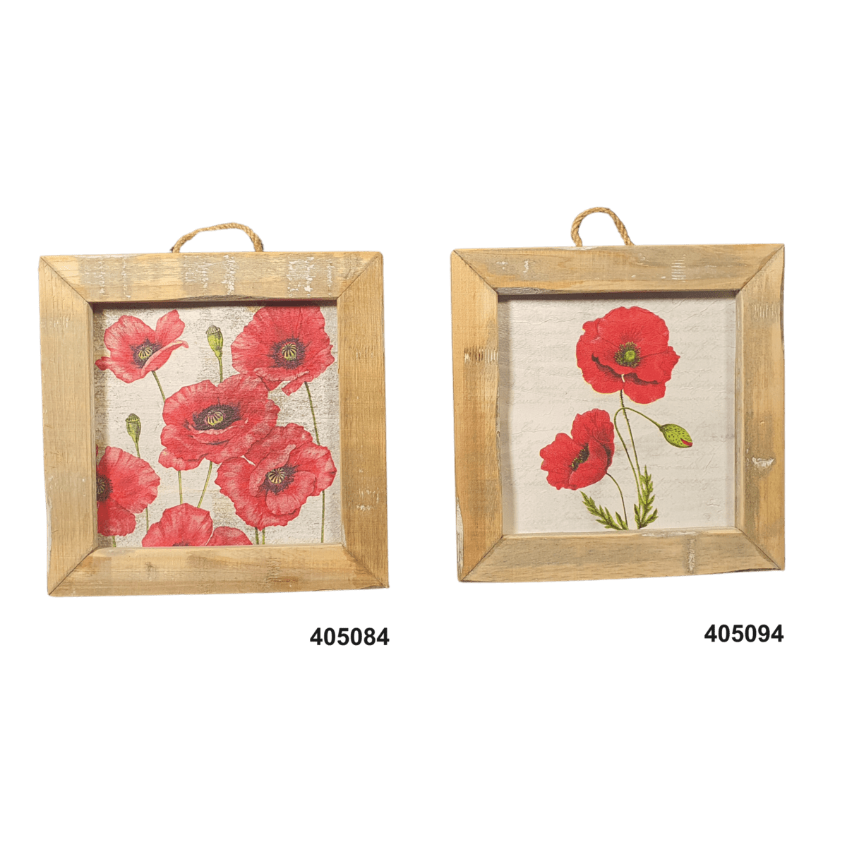 Dutch Mood wooden tile old dutch poppies red