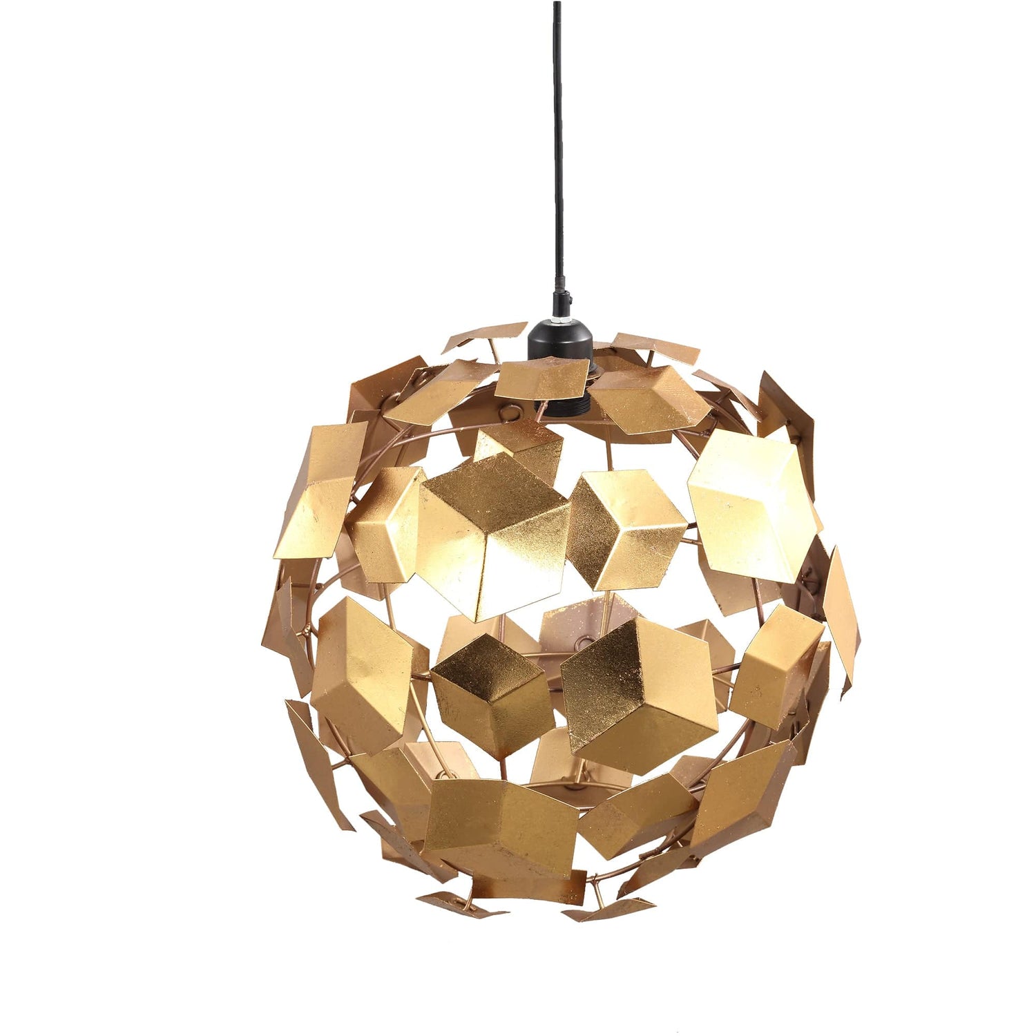 PTMD Wudy Goud ijzeren hanglamp 3D kubussen rond