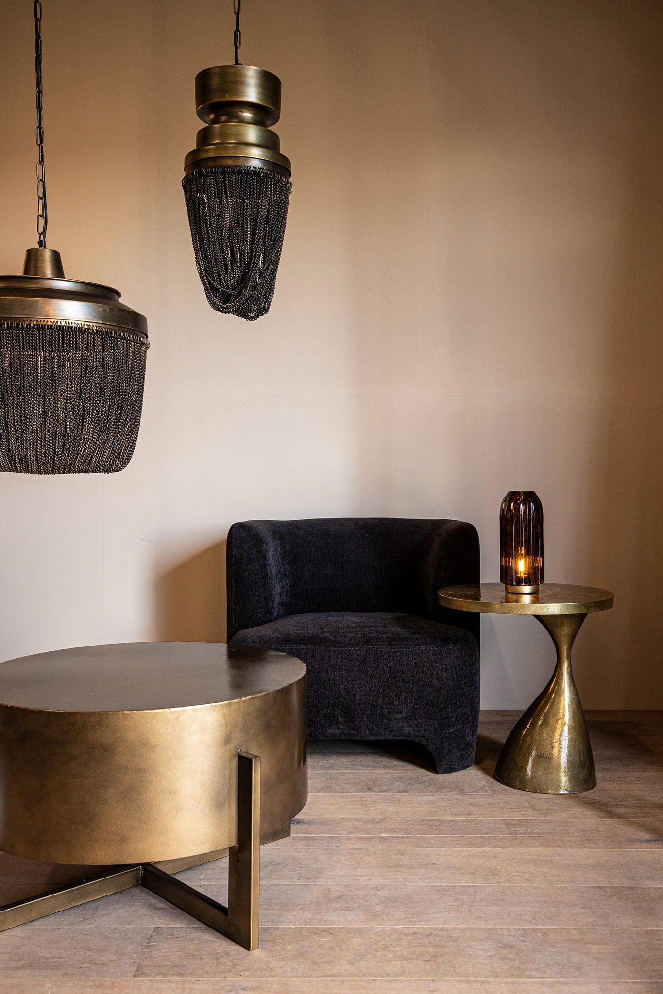 PTMD Zelivo Gold ijzeren hanglamp deco kettingen rond L