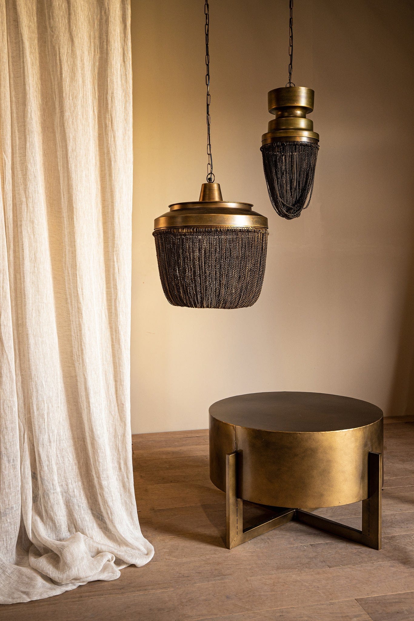 PTMD Zelivo Gold ijzeren hanglamp deco kettingen rond L