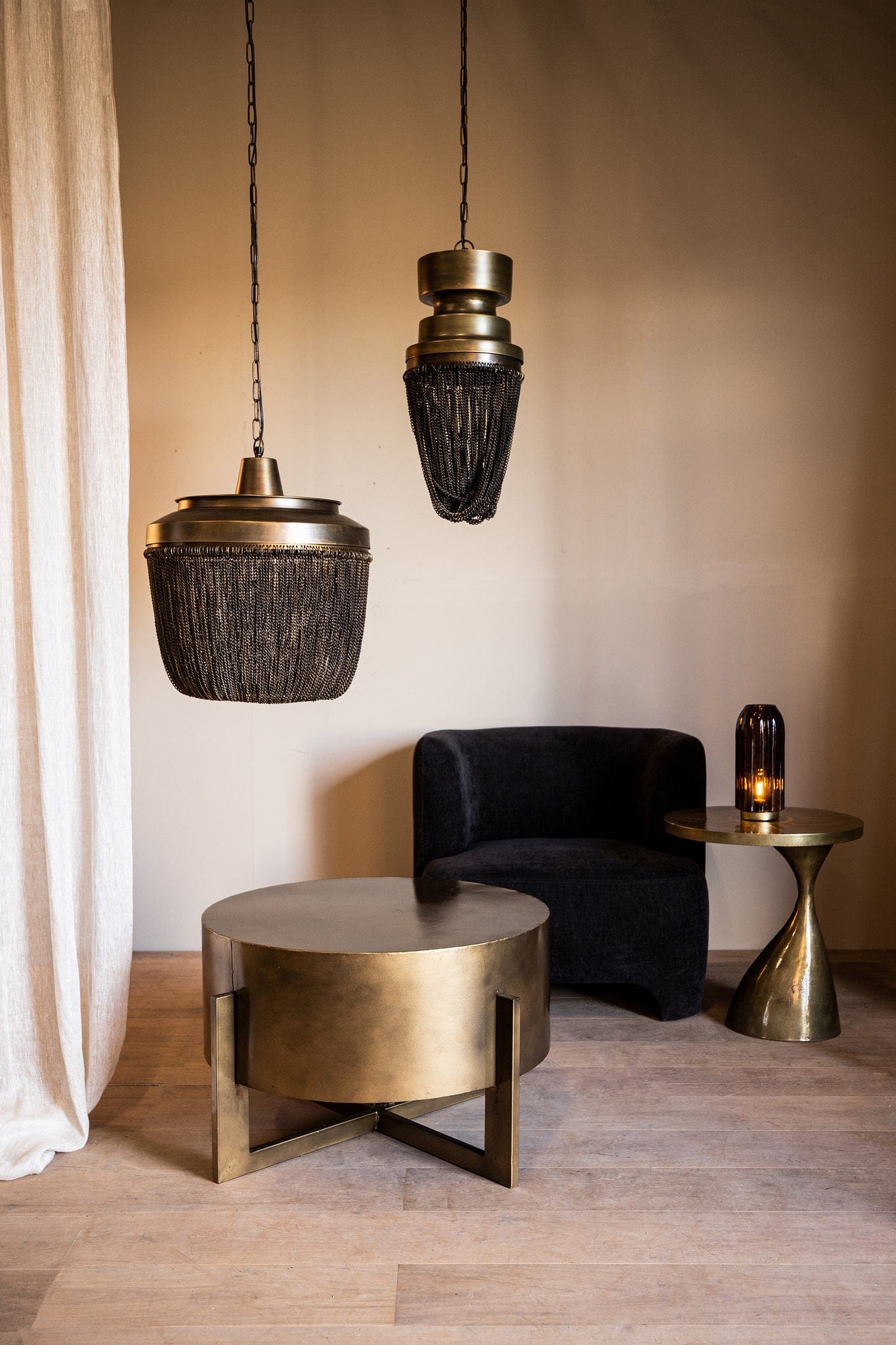 PTMD Zelivo Gold ijzeren hanglamp deco kettingen rond S