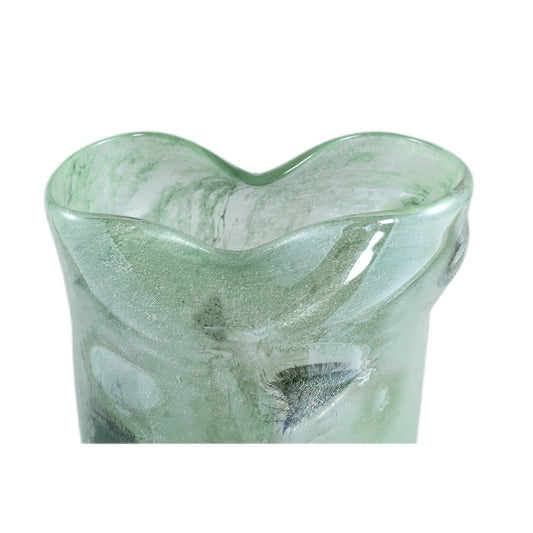 PTMD Zes Groen glazen vazen met ijzeren net stuks rond L