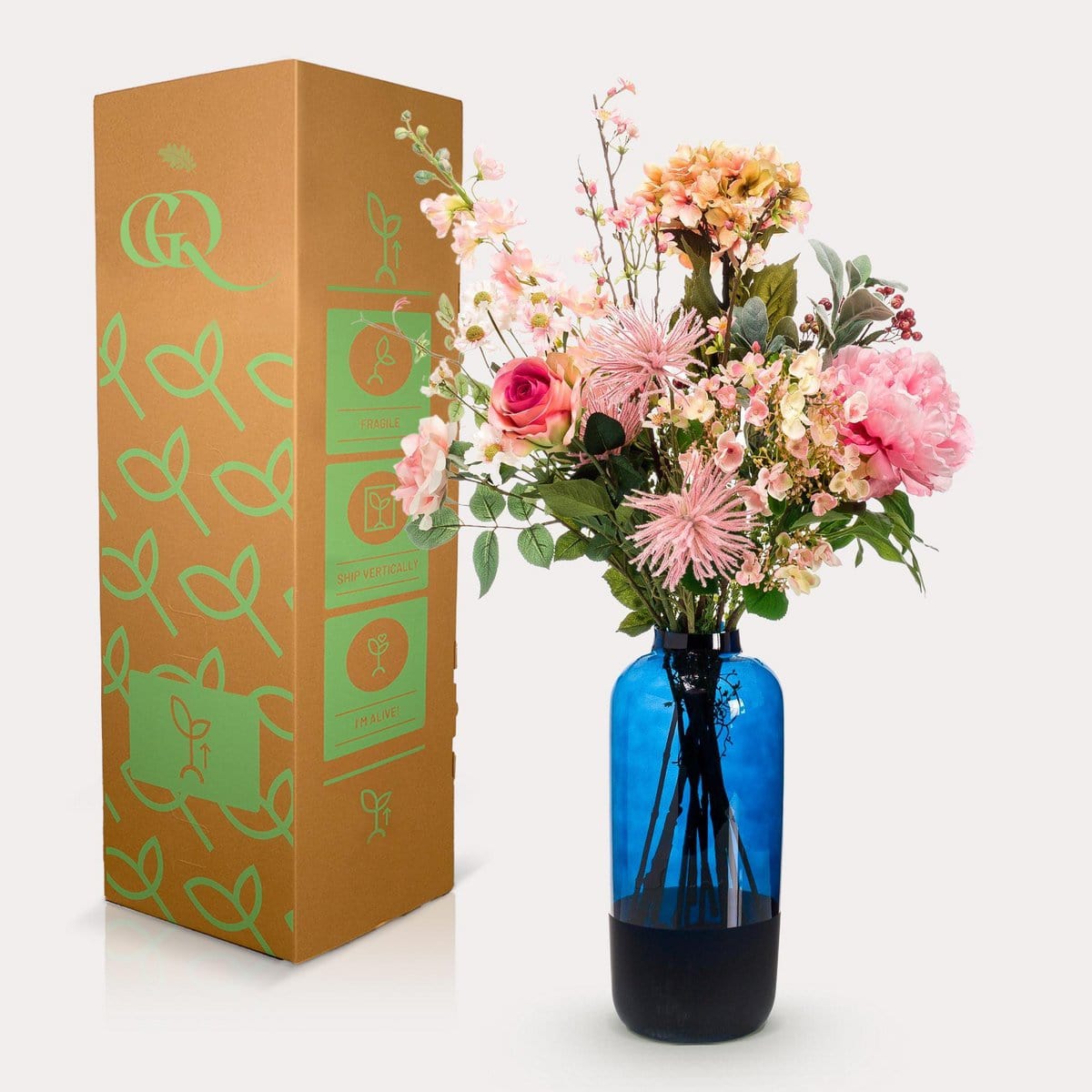 Trendhero B.V. Zijden Bloemenboeket XL Pretty Pink - 89 cm hoog - Kunstbloemen