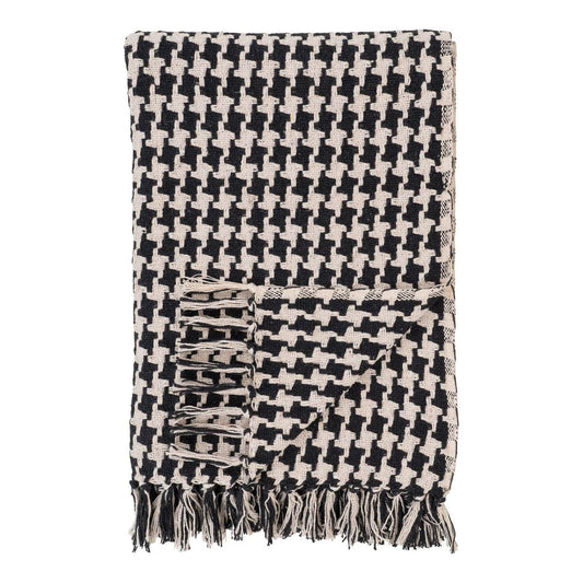 House Nordic ApS Zijplaid - Plaid, zwart/beige, 130x180 cm